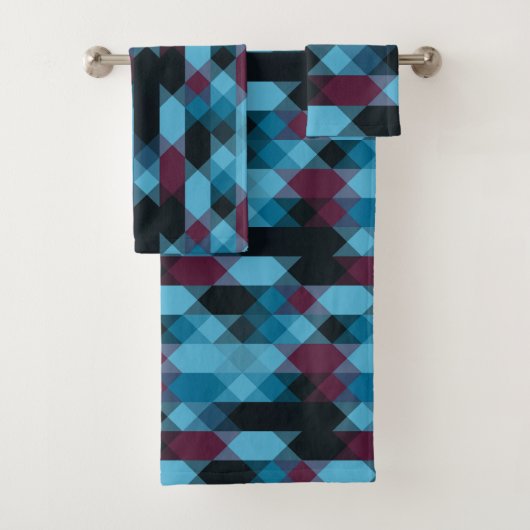 berry blue and ebony geometric バスタオルセット (インサイチュ)