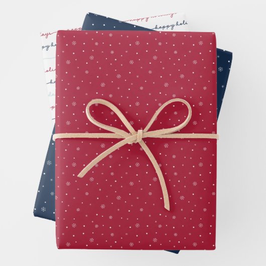 Berry Blue Snowflake Holiday Wrapping Paper Sheets ラッピングペーパーシート (インサイチュ)