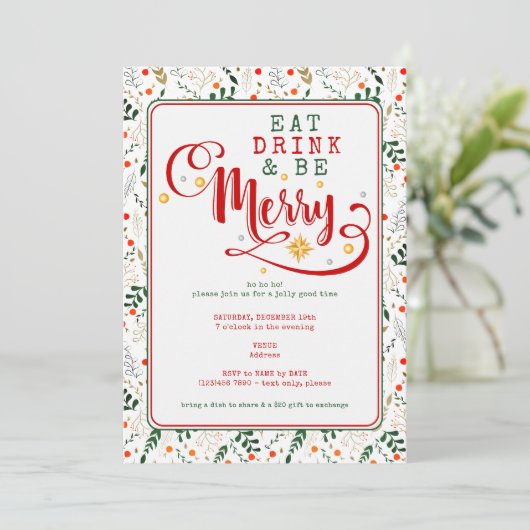 Berry Branch Eat Drink Be Merry Christmas Potluck 招待状 (スタンド正面)