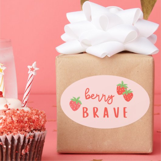 berry brave childhood cancer sick kids cute  楕円形シール (パーティー)