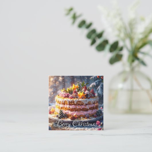 BERRY CHRISTMAS Flat Note Card スクエア名刺 (スタンド正面)