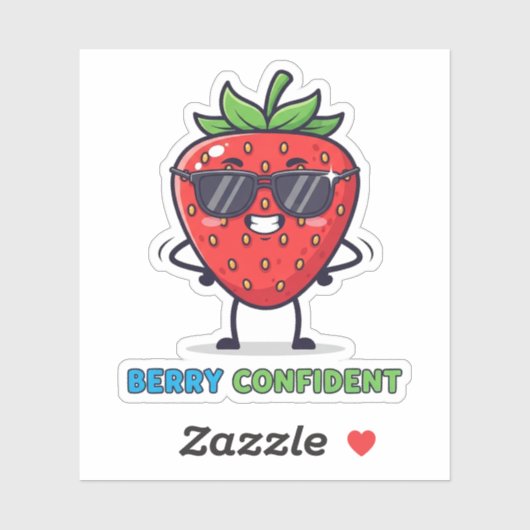 Berry Confident – Cute Strawberry Pun Design シール (シート)