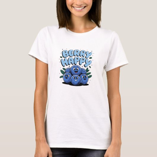 Berry Cute Blueberry-Themed Graphics Tシャツ (正面)