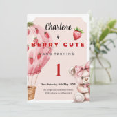 Berry Cute First Birthday Invitation • Strawberry カード (スタンド正面)