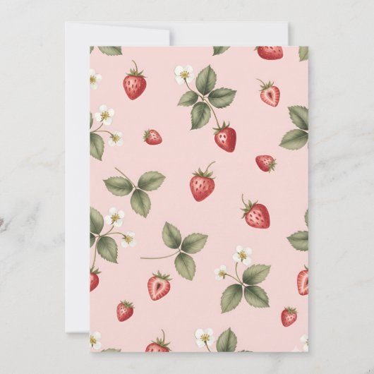 Berry Cute Strawberry First Birthday Celebration 招待状 (裏面)