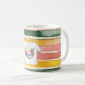 Berry Cute Tee Green Orange Pink Fruity Stripes コーヒーマグカップ (正面右)