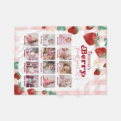 Berry First誕生日12ヶ月ベビー写真 フリースブランケット (正面(横))