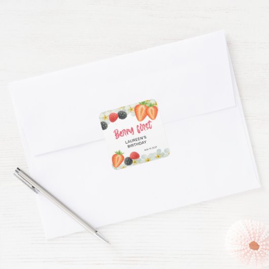 Berry First 1st Birthday スクエアシール (封筒)
