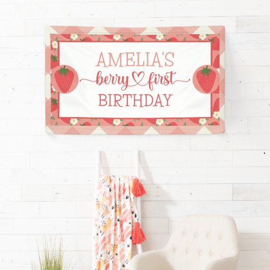 Berry First 1st Birthday Banner 横断幕 (インサイチュ)