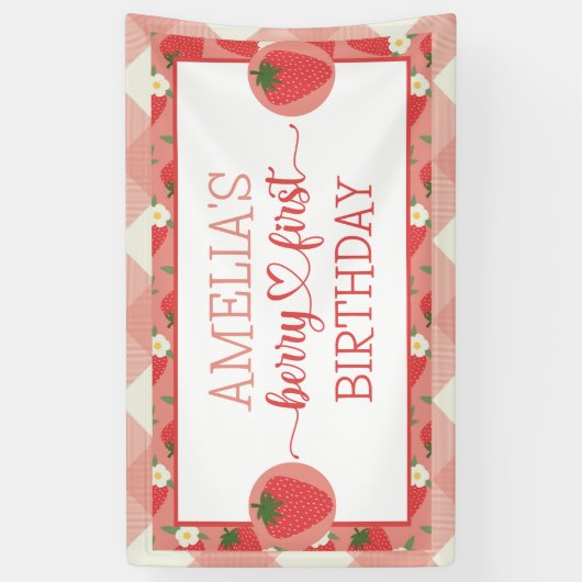 Berry First 1st Birthday Banner 横断幕 (縦)