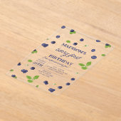 Berry First 1st One Birthday Blueberry Photo  アクリル招待状 (レイダウン)