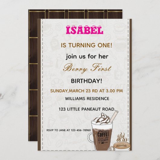 Berry First Birthdayへの招待 シーズンカード (正面/裏面)