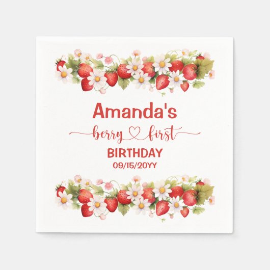 Berry First Birthday スタンダードカクテルナプキン (正面)