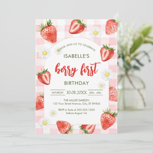 Berry First Birthday 1st Birthday Invitation 招待状 (スタンド正面)