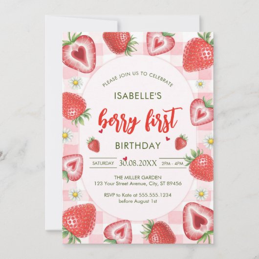 Berry First Birthday 1st Birthday Invitation 招待状 (正面)