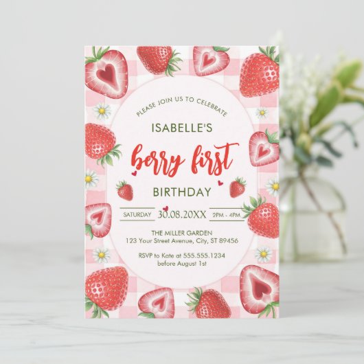 Berry First Birthday 1st Birthday Invitation 招待状 (スタンド正面)