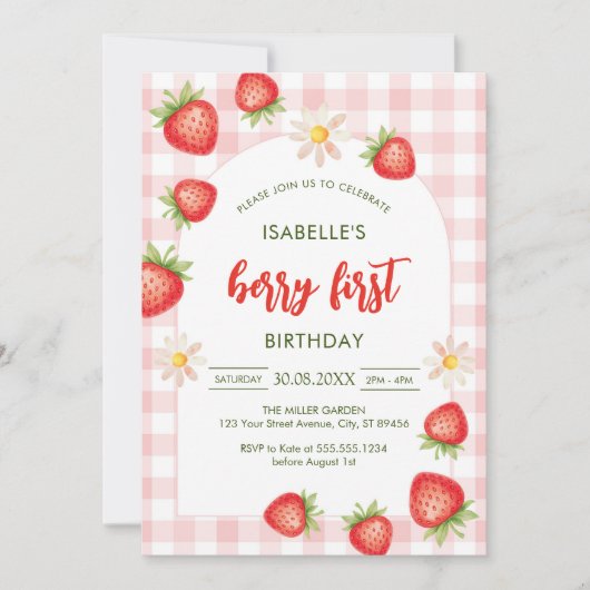 Berry First Birthday 1st Birthday Invitation 招待状 (正面)