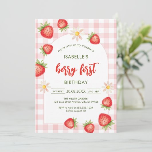 Berry First Birthday 1st Birthday Invitation 招待状 (スタンド正面)