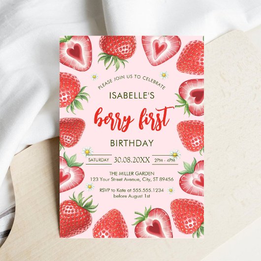 Berry First Birthday 1st Birthday Invitation 招待状