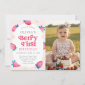 Berry First Birthday 1st Birthday Photo 招待状 (正面)