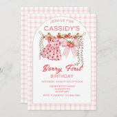Berry First Birthday, 1st Birthday, Strawberry  招待状 (正面/裏面)