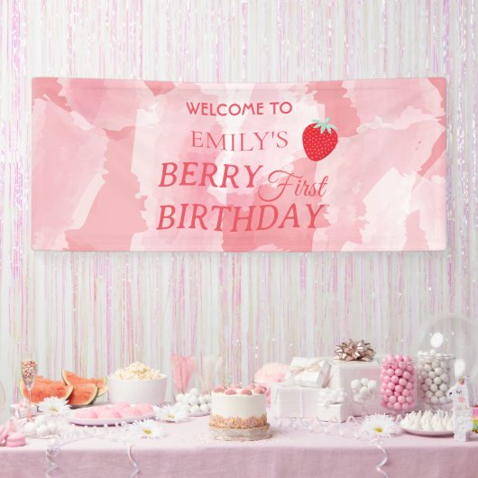 Berry First Birthday Banner 横断幕 (パーティー)