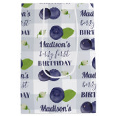 Berry First Birthday Blueberries First 1st Name ミディアムペーパーバッグ (裏面)