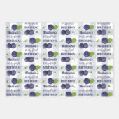 Berry First Birthday Blueberries First 1st Name ラッピングペーパーシート (正面2)