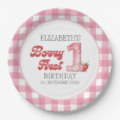 "Berry First Birthday Cute Birthday 1st Girl  ペーパープレート (正面)