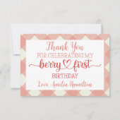 Berry First Birthday Flat Thank You Card (正面)