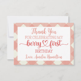 Berry First Birthday Flat Thank You Card
