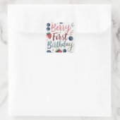 Berry First Birthday for Girls Sticker スクエアシール (バッグ)