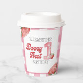 "Berry First Birthday Girl strawberry Party  紙コップ (正面)