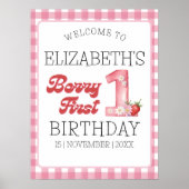 "Berry First Birthday Girl with Strawberry Theme ポスター (正面)