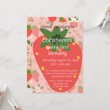 Berry First Birthday Invitation 