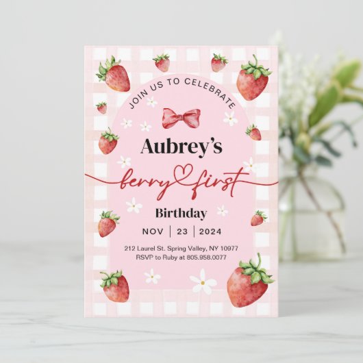 Berry First Birthday Invitation 招待状 (スタンド正面)