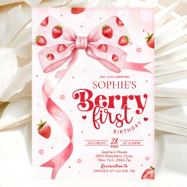 Berry first birthday invitation, 1st birthday 招待状