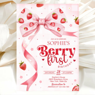 Berry first birthday invitation, 1st birthday 招待状