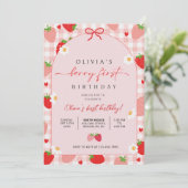 Berry First Birthday Invitation, Editable 1st Birt 招待状 (スタンド正面)