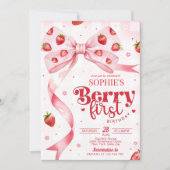 Berry First Birthday Invitation, Strawberry Birthd 招待状 (正面)