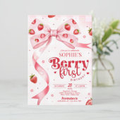 Berry First Birthday Invitation, Strawberry Birthd 招待状 (スタンド正面)