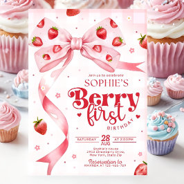 Berry First Birthday Invitation, Strawberry Birthd 招待状