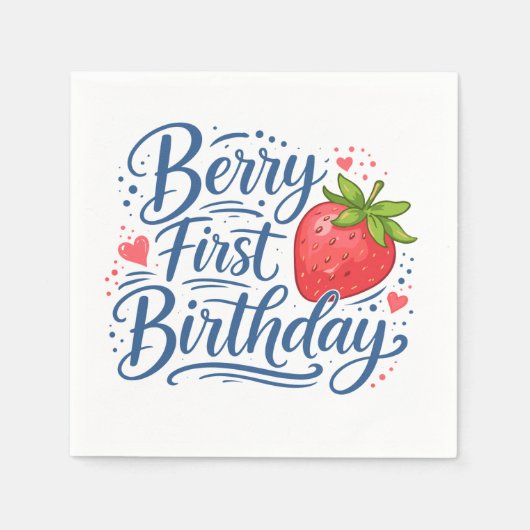 Berry First Birthday | One Year Old Party スタンダードカクテルナプキン (正面)