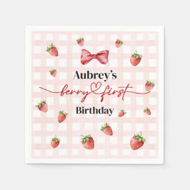 Berry First Birthday Paper Napkin スタンダードカクテルナプキン