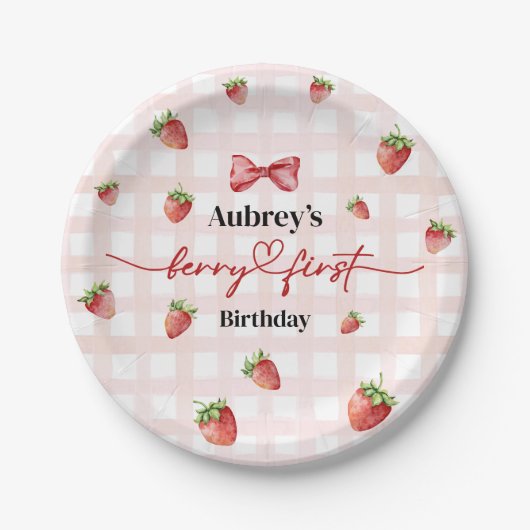 Berry First Birthday Paper Plate ペーパープレート (正面)