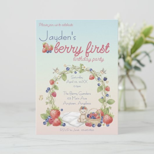 Berry First Birthday Party 招待状 (スタンド正面)
