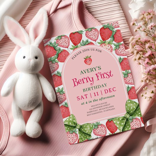 Berry First Birthday Party 1st Birthday  招待状