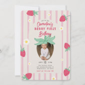 Berry First Birthday Party Invitation with Photo 招待状 (正面)