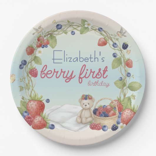 Berry First Birthday Party Paper Plate ペーパープレート (正面)