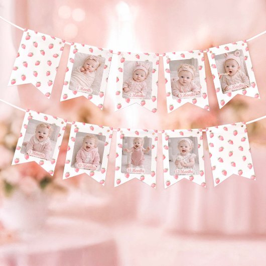 Berry First Birthday Photo バンティングフラッグ